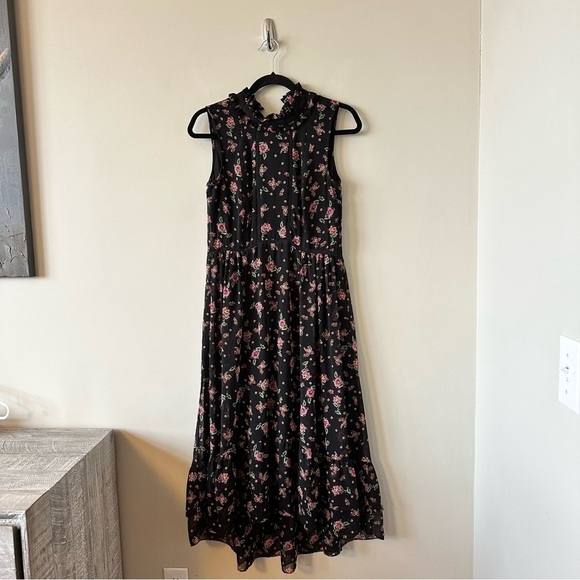 REBECCA Minkoff-Dainty Floral High Neck High Low Sleeveless Dress (Size:XS) - Picture 2 of 14
